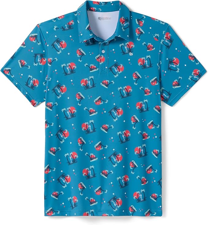 Tipsy Elves Men's Performance Golf Shirt - 4-Way Stretch, Quick Dry, Athletic Cut - Golf Polo