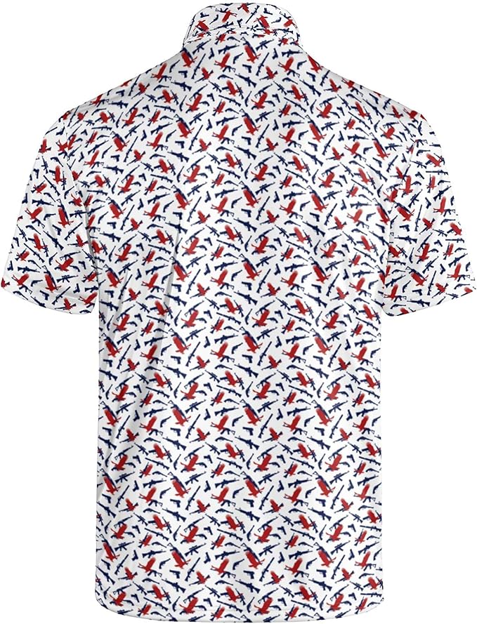 Golf Polo Shirts for Men Funny Print Short Sleeve Golf Shirts Performance Golf Polos