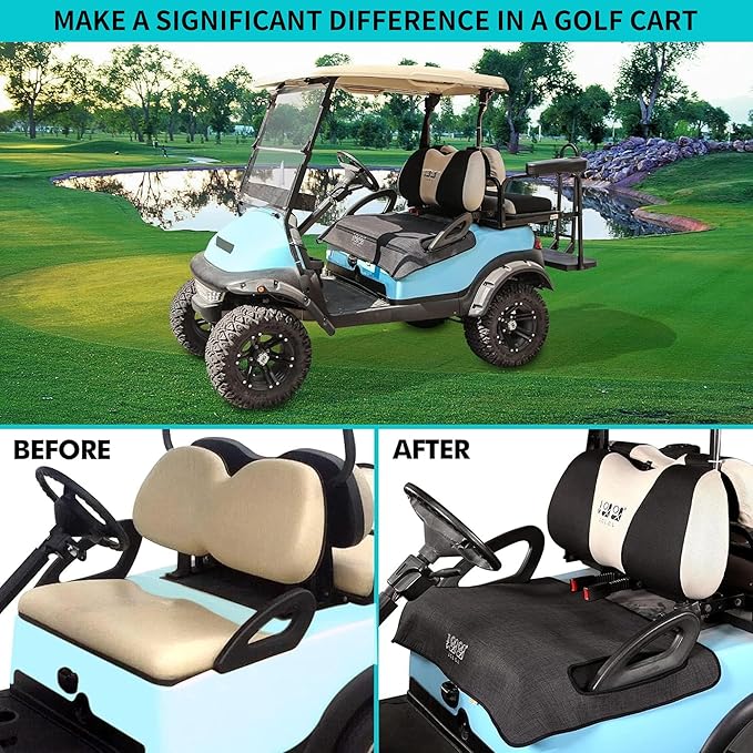 10L0L Golf Cart Seat Covers Compatible with EZGO TXT/RXV & Club Car DS/Precedent, Non-Slip Golf Cart Towel for 2/4 Person Seats, Universal Accessories for Seat Blanket (50 x 30 Inches)-Dark Gray