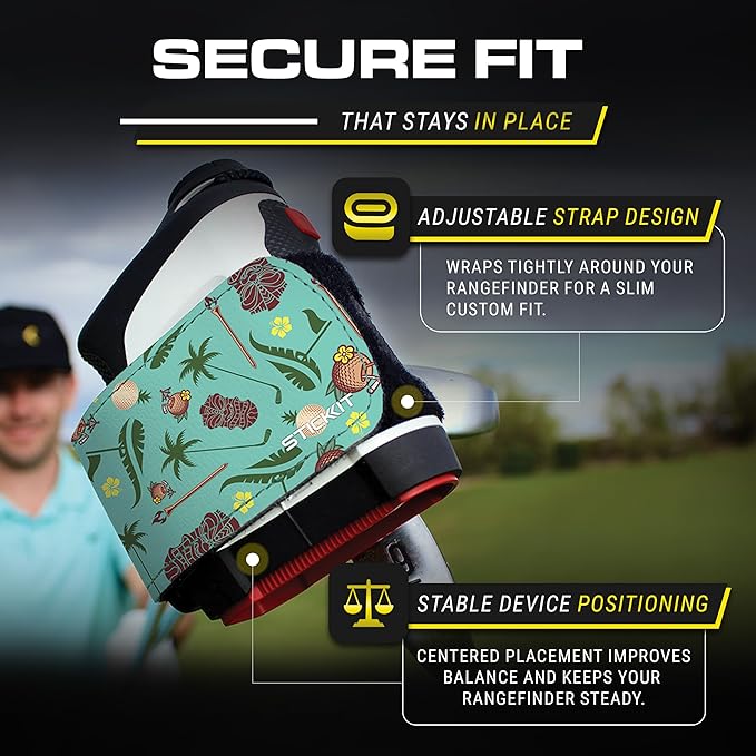 STICKIT Magnetic Rangefinder Strap | Strong Magnet Securely Holds to Golf Carts and Golf Clubs for Easy Access | Slim, Form Fitting, Size Adjustable
