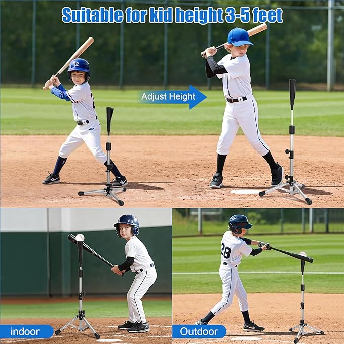 Storgem Baseball and Softball Tee,Batting Tee for Kids,Baseball Tees for Hitting,T Ball Training Stand,Easy Height Adjustment