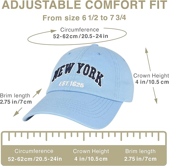Elidan NY Dad Hat New York EST.1625 Cotton Cap, Adjust Buckle Strap, Unstructured Low-Profile NY Baseball Cap for Men & Women