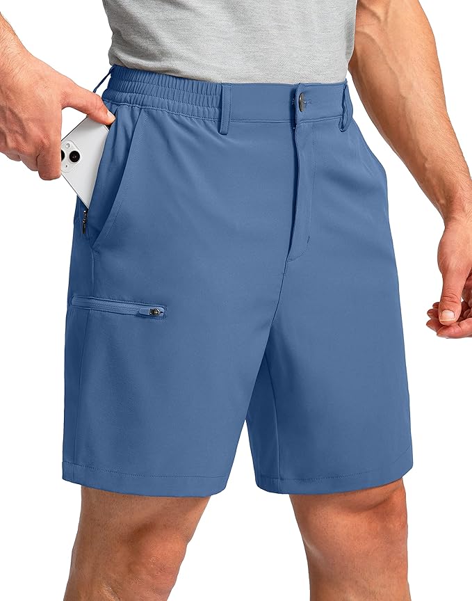 Pinkbomb Men's Golf Shorts with 6 Pockets Stretch Quick Dry Hiking Work Dress Shorts for Men