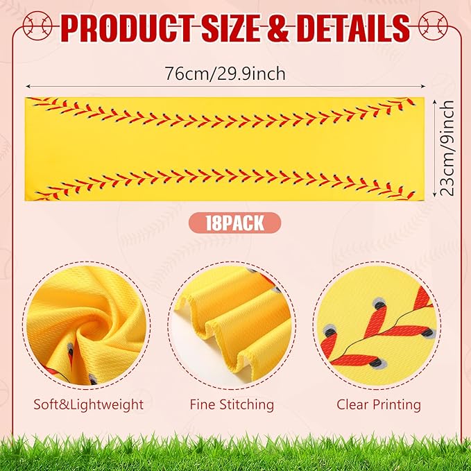 Chumia 18 Pcs 30 x 9 Inch Mini Softball Cooling Towel Accessories Softball Party Favors Ice Towel Breathable Chilly for Player Team Coach Team Gifts Goodie Bag Stuffers Sport Supplies