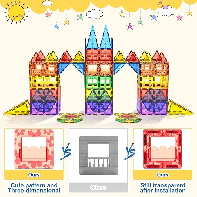 Coodoo 60 PCS Magnetic Building Tiles Kids Toys STEM Magnetic Blocks Sensory - Image 3