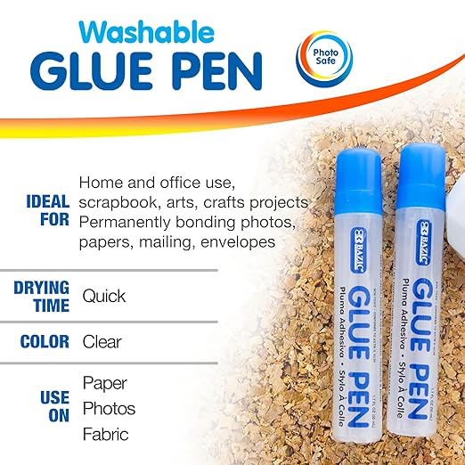 BAZIC Washable Glue Pen 1.7 Oz., Liquid Clear Glues Bond Adhesive - Image 3