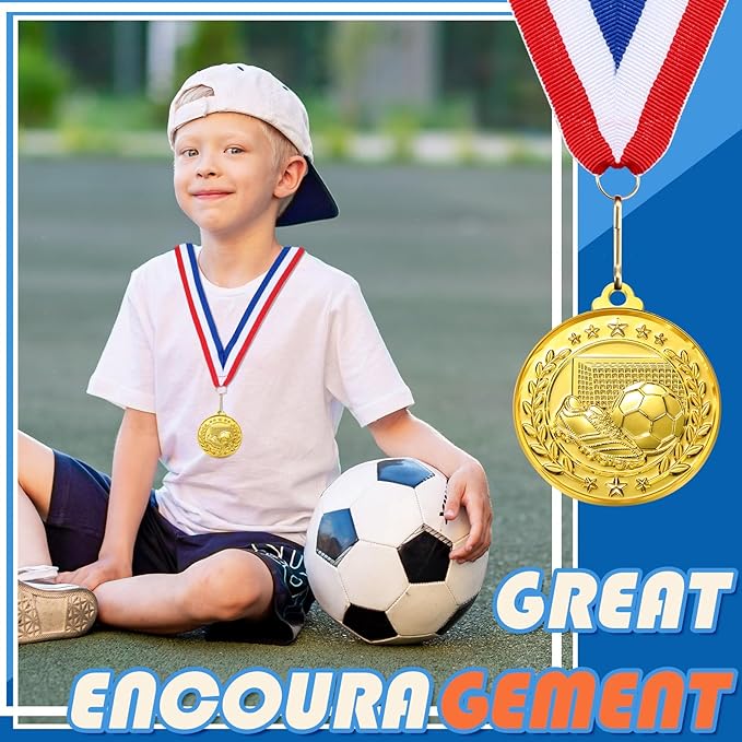 Misdary 12 Pack Medals with Neck Ribbons Team Participation Trophies for Kids Sports Awards Party Favors for Sports Competitions Celebration Gift
