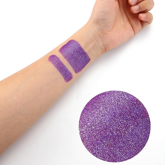 Purple Glitter Eye Black Stick, Anti-Glare Eyeblack for Baseball Football Softball Lacrosse Accessories, Sweat-Proof Sport Face Paint, Smooth & Long Lasting, Rich Full Coverage Shimmery Color