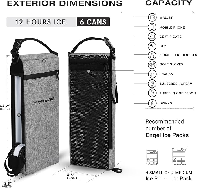 Golf Cooler Bag - 6 Can Insulated Beer Sleeve Soft Cooler,Golf Cart Accessories,Golf Club Bag Accessories