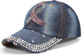 American Flag Hats Love Breast Cancer Adjustable Rhinestone Baseball Cap USA Patriotic Embroidered Baseball Trucker Hat