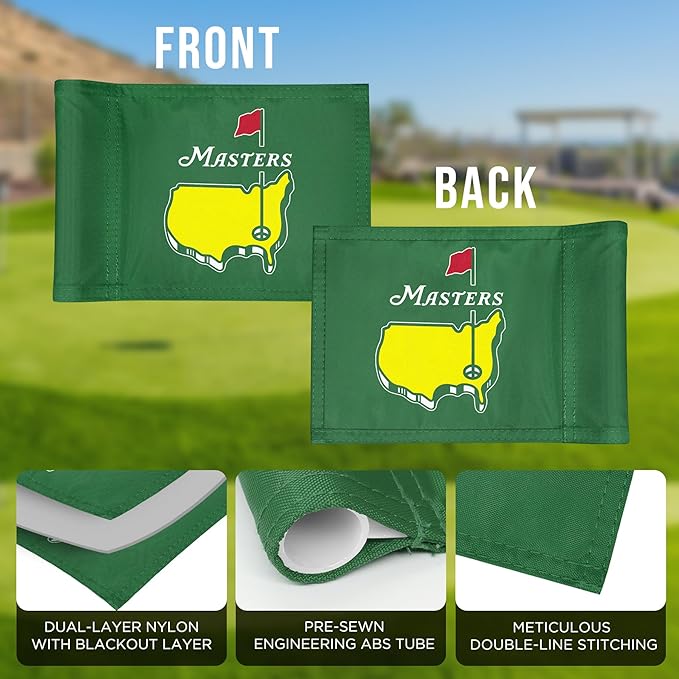 Themed Golf Flag Mini, 8x6 Inch, Double-Sided Silk-Screened, Fade-Resistant 420D Nylon, Ideal for Backyard Practice Putting Green