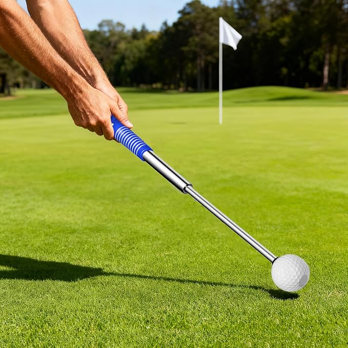 Retractable Golf Swing Training Aid – Golf Swing Trainer with Ergonomic Grip & Audible Feedback | Golf Swing Corrector for Tempo, Balance & Accuracy | Indoor & Outdoor Golf Practice Tool