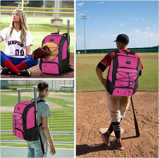 MATEIN Baseball Backpack, Softball Bat Bag with Shoes Compartment for Youth, Boys and Adult, Lightweight Baseball Bag with Fence Hook Hold TBall Bat, Batting Mitten, Helmet, Caps, Teeball Gear