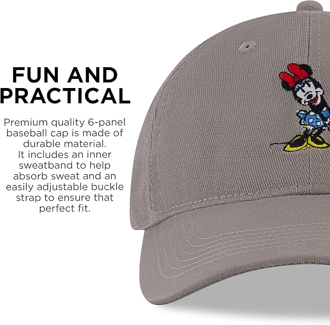 Disney Women's Baseball Cap, Minnie Mouse Adjustable Hat for Adult