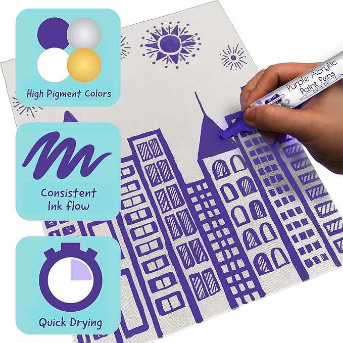 4 Dual Tip Purple Paint Pen Metallic - Image 6