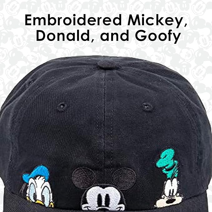 Disney Mickey Mouse Dad Hat, Cotton Adjustable Baseball Cap with Curved Brim