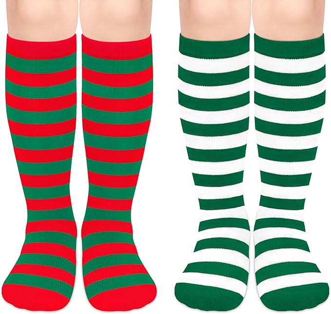 Sarfel Kids Soccer Socks Toddler Soccer Socks Girls Boys Soccer Socks Kids Tube Socks with Stripes Toddler Knee High Socks