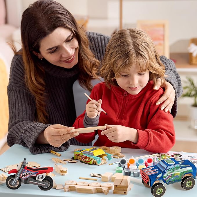 JOYIN Kids Craft Kit Build & Paint Your Own Wooden Race Car Art & Craft Kit DIY - Image 5