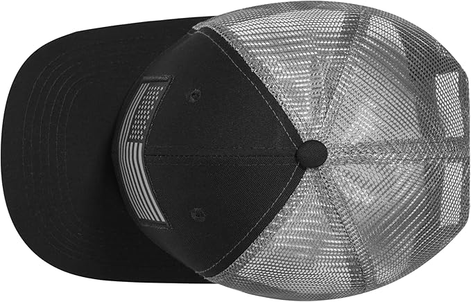 American Flag Trucker Hat, Patriotic Baseball Cap for Men & Women, Breathable Mesh Adjustable Snapback, USA Flag Patch