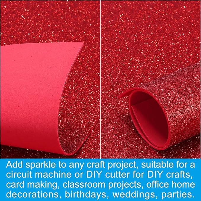 PATIKIL 2mm Thick Non Adhesive Glitter Foam Sheet 16x24inch Dark Red, EVA Shiny - Image 5