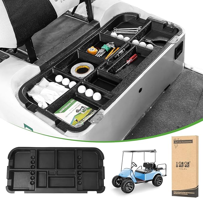 10L0L Golf Cart Under Seat Storage Tray for EZGO RXV TXT Club Car DS Precedent Electric Vehicle with Original Trojan Battery Underseat Organizer Container Holder Plate