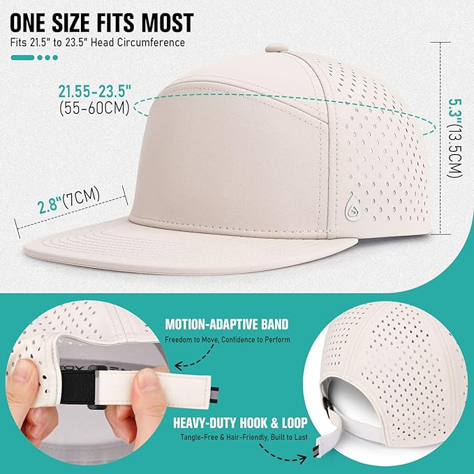 AOPREL Flat Brim Baseball Cap for Men Adjustable Water-Resistant Performance Hat with Breathable Laser Perforated