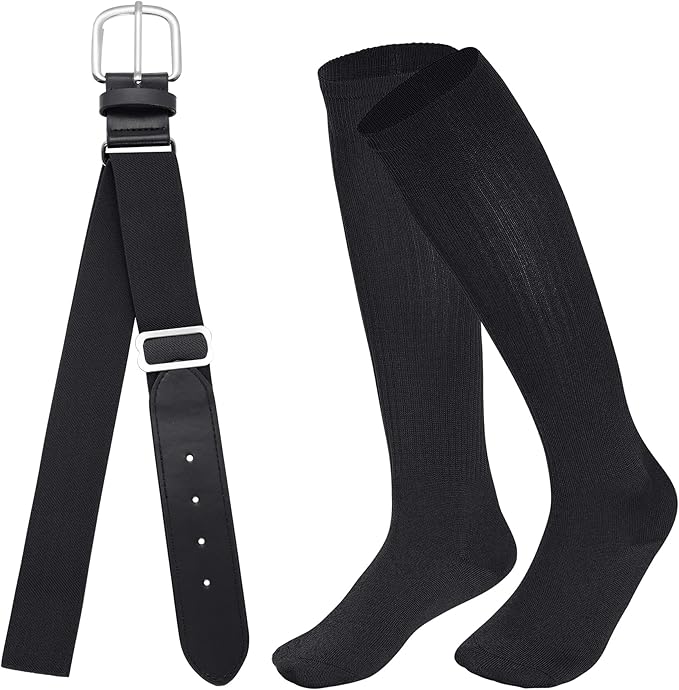 Dxhycc Youth Baseball Socks and Belt Combo Set Softball Baseball Socks and Elastic Waist Belt for Youth Boys Girls