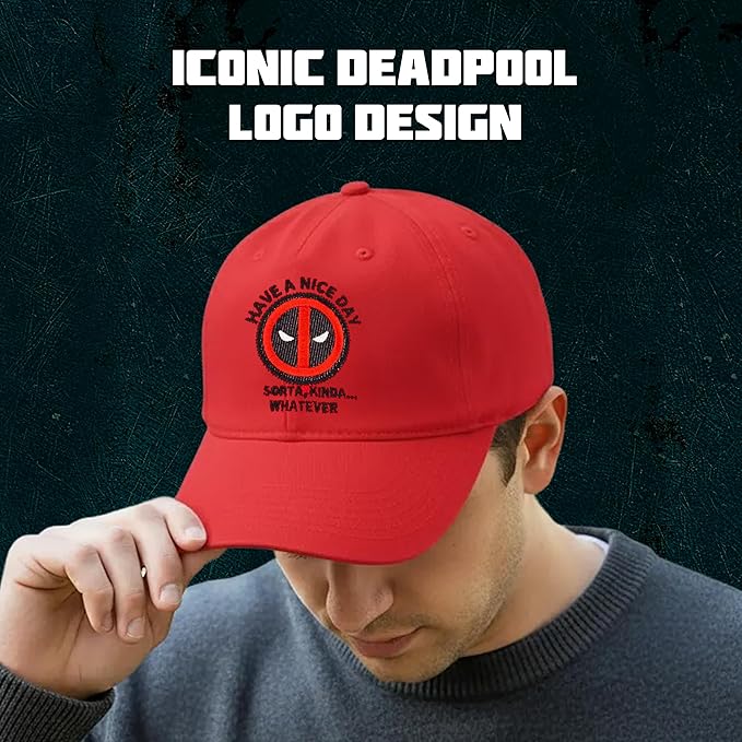 Marvel Deadpool Adjustable Baseball Hat with Curved Brim