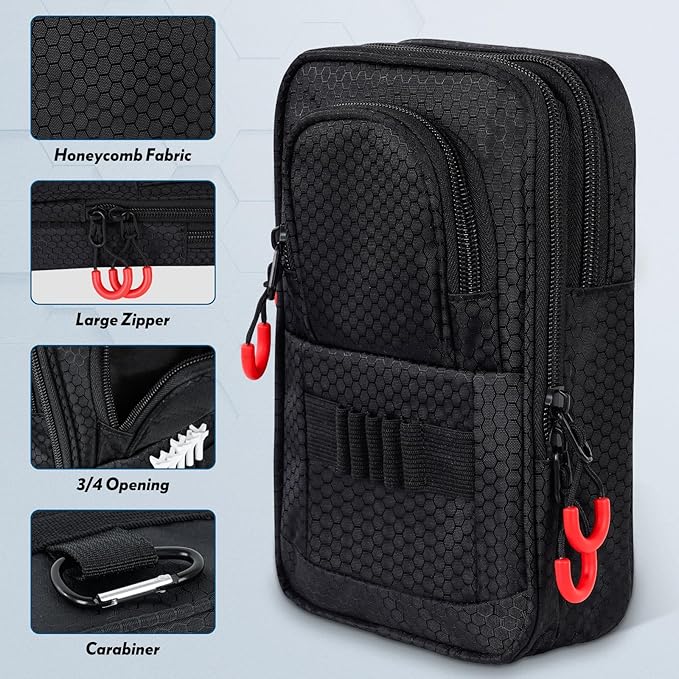 mytag Golf Ball Bag Pouch Zipper | Store 12-15 Balls, Golf Valuables Pouch Portable Outfit Organizer Bag Organizer Case Multipocket, Black