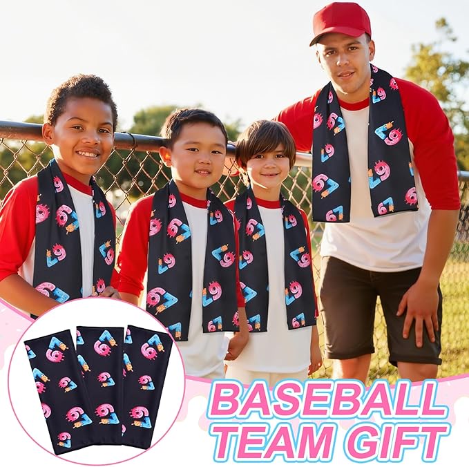 Lounsweer 12 Pcs 67 Ice Cream Drip Towel 6 7 Design Funny Meme Baseball Beach Towel 40"x12" Six Seven Ice Cooling Towels Baseball Team Gift for Hot Weather Workout Gym Sport Party Favors Swim Youth