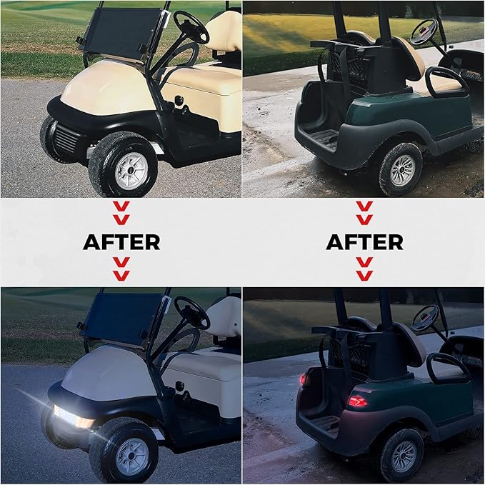 KEMIMOTO Deluxe Precedent Light Kit Compatible with Club Car Precedent 2004-Up, Upgrade 12V Street Legal LED Headlights, Taillights with Turn Signals Hazard Light Switch, Horn, Brake