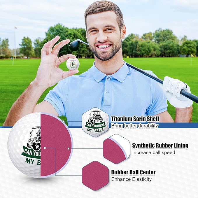 MiniInflat 18 Pcs Funny Golf Balls Gifts Set 12 Humor Golf Balls and 6 Tees for Men Women Coworkers Employees Golfers Birthday Retirement