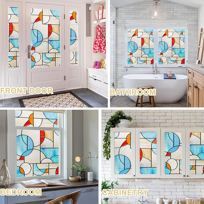 3D Stained Glass Window Privacy Film, Heat Control UV Blocking Static Cling - Image 7