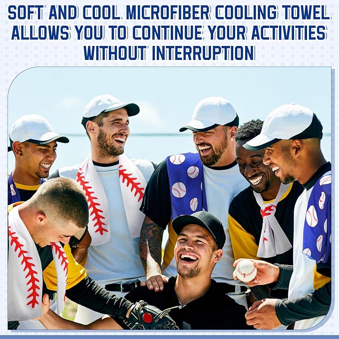 FuWeave 24 Pcs Sports Cooling Towels Baseball Basketball Softball 40 x 12 Inch Breathable Soccer Football Volleyball Microfiber Ice Towel Fast Drying for Sport Party Favors Team Gift(Blue,Baseball)
