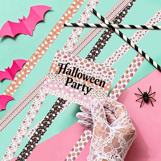 12 Rolls Halloween Washi Tape, Cute Ghost Pumpkin Spiders Masking Tape Boho - Image 6