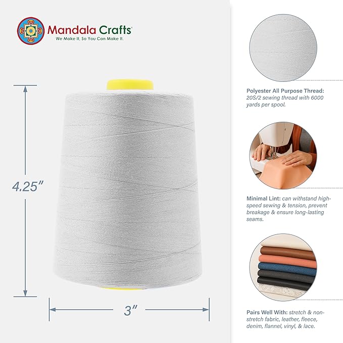 Mandala Crafts 4 Pack of Serger Threads Cones Spools - Image 3