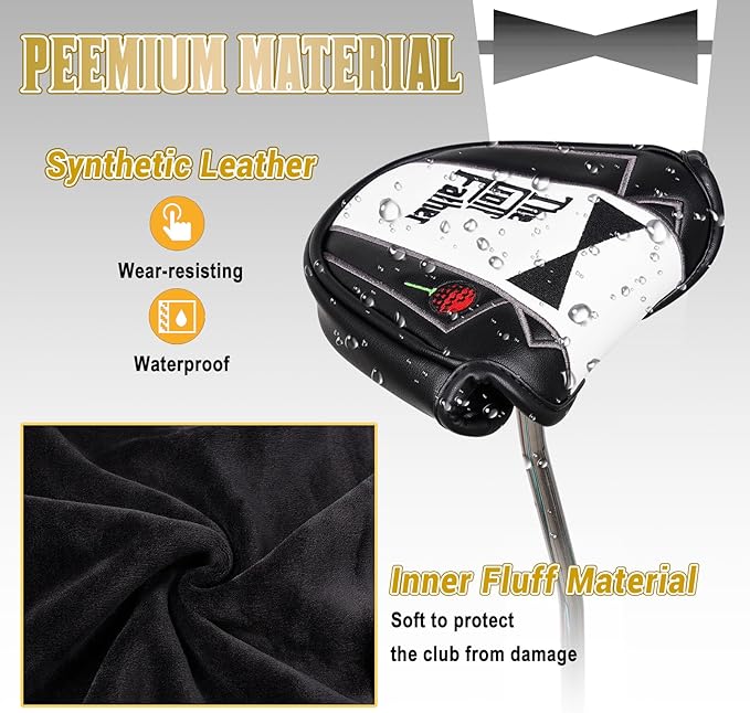 The Golf Father Funny Golf Club Covers, Driver Fairway Wood Hybrid Headcover, Mallet Putter Covers Blade Headcovers Putter Cover Magnetic, Black and White Color Iron Covers for Most Brands
