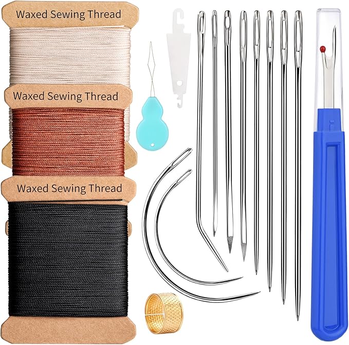 KAQRHFT Upholstery Repair Kit and Upholstery Needle, 0.55mm 98 Yard Waxed Thread by KAQRHFT