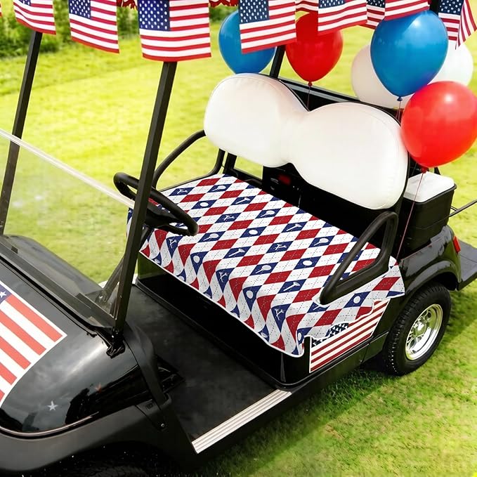 Golf Cart Seat Covers Club Car Golf Cart Accessories for Men Women Golf Carts Seat Towel Blanket 2-Seat Golf Cart Decorations