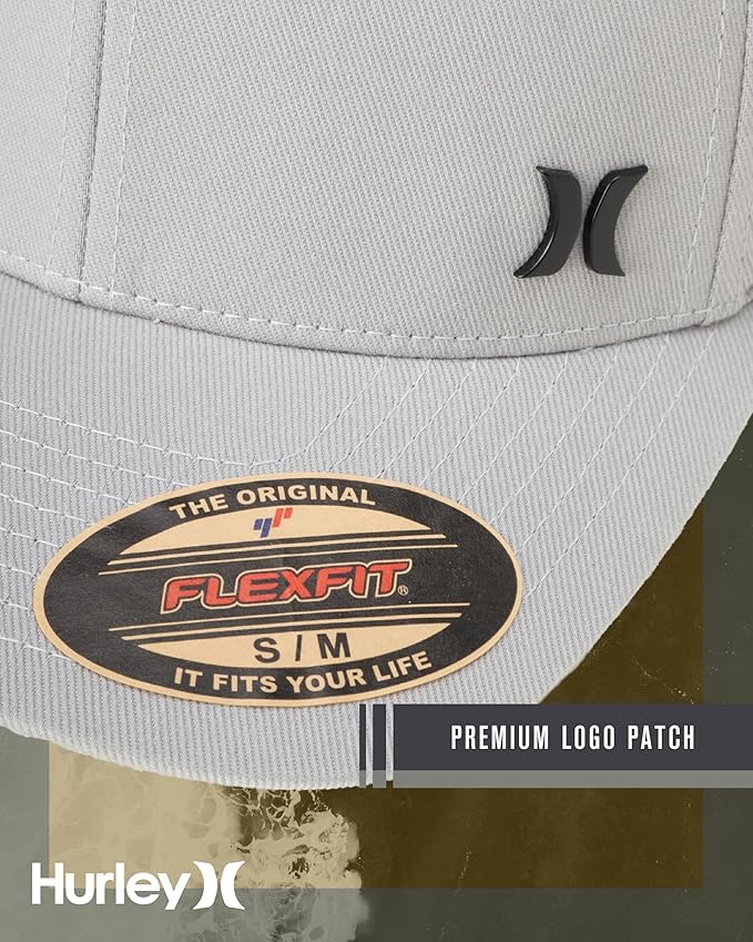 Hurley Mens Baseball Cap - Curved Brim Flexfit Ball Cap, Moisture Wicking Breathable Fitted Hat for Men