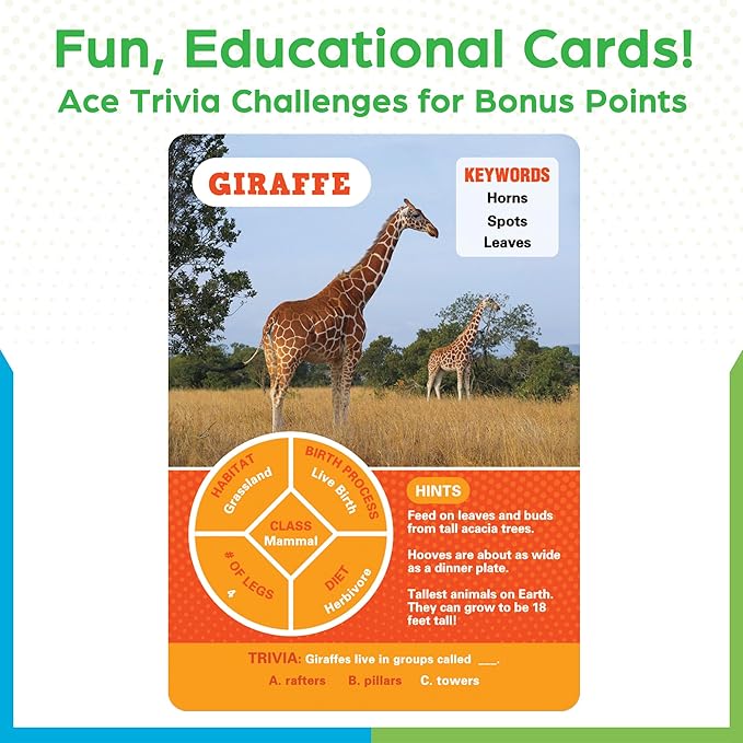 BenBen Guess Animal Card Games for Kids Family, 100 Cards, Educational Board - Image 3