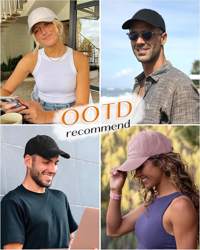 FURTALK Unisex Vintage Washed Unstructured Baseball Cap Washed Cotton Adjustable Dad Hat