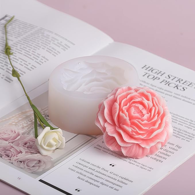 2PCS Peony Rose Flower Candle Silicone Mold Resin Soap Clay Chocolate Jelly - Image 9