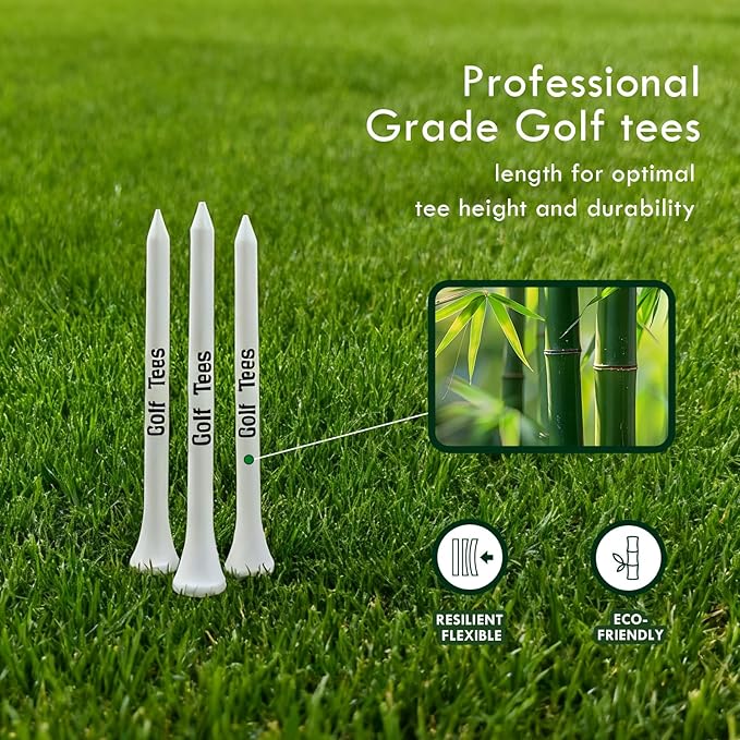 Premium Bamboo Golf Tee 83mm (3.25") Tees | Golf Gifts for Men | Funny Golf Accessory for Golfers | Vintage-Style Tee Case Golf Accessories for Men or Women