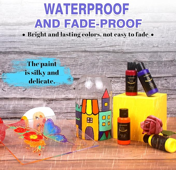 Colorful Kids Acrylic Glass Paint Exquisite Art Kit, Stained Glass Kit - Image 4