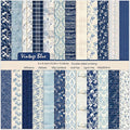 6 Inch Blue Floral Aesthetic Scrapbooking Paper Pad by EAMOTOL