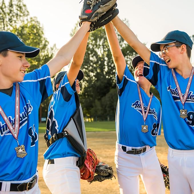 Ecation Medals with Neck Ribbons Soccer Awards Medals Baseball Team Awards Softball T-Ball Flag Football Trophy for Kids Sports Competitions Celebration Gift