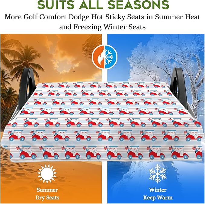 Golf Cart Seat Covers Club Car Golf Cart Accessories for Men Women Golf Carts Seat Towel Blanket 2-Seat Golf Cart Decorations