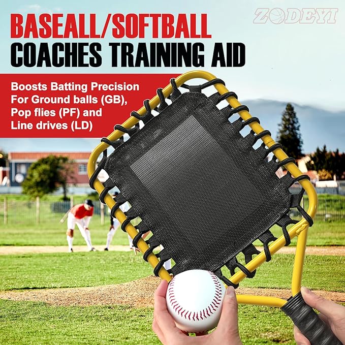 Baseball Racket for Fly Balls, Grounders, and Line Drives - Softball/Baseball Fungo Bat for Coaches and Parents to Help with Auxiliary Training - Attach a Racket Bag and Winding Tape