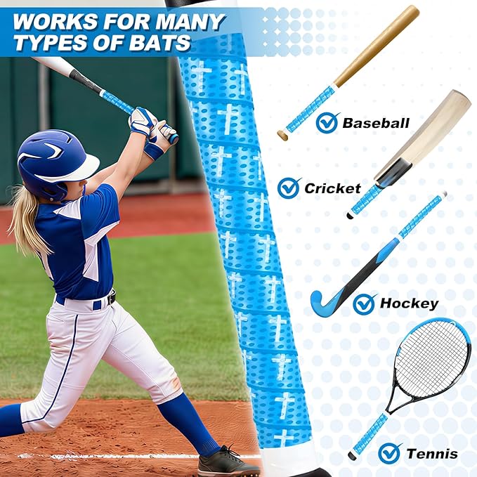 Baseball Bat Grip Tapes 1.5mm Precut and Full Adhesive Softball Grip Tape,Non-Slip Baseball Bat Wrap Tape Religious Cricket Batting Tape Replacement
